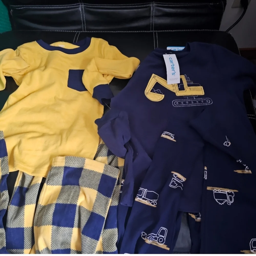 Carters Kids' 4-piece Pajamas nwt Construction pants long sleeves